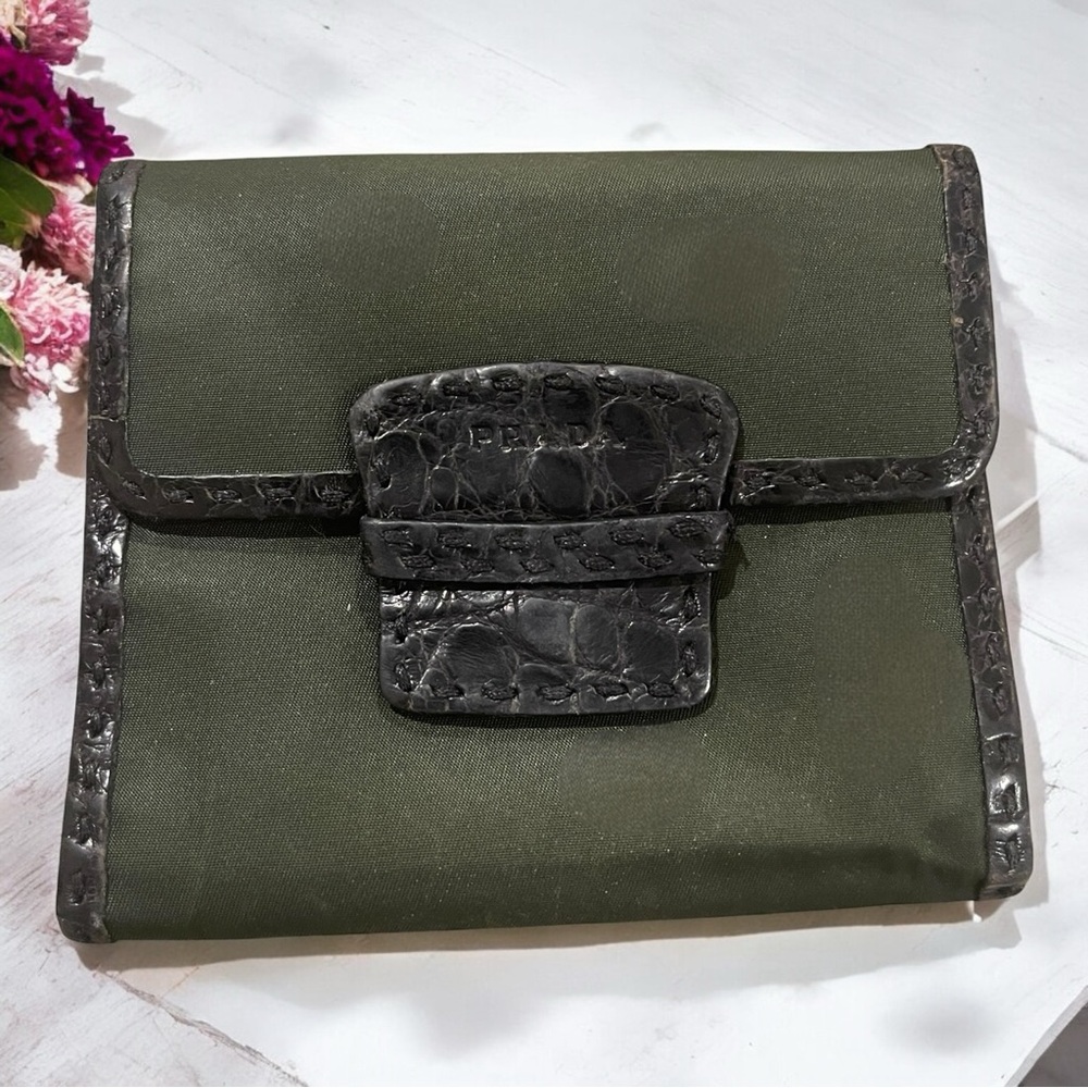 Prada Olive Green and Dark Gray Wallet